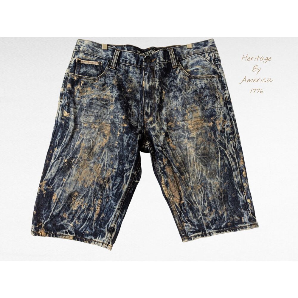The Heritage By America 1776 Denim Shorts With Gold Metallic  Sz W40